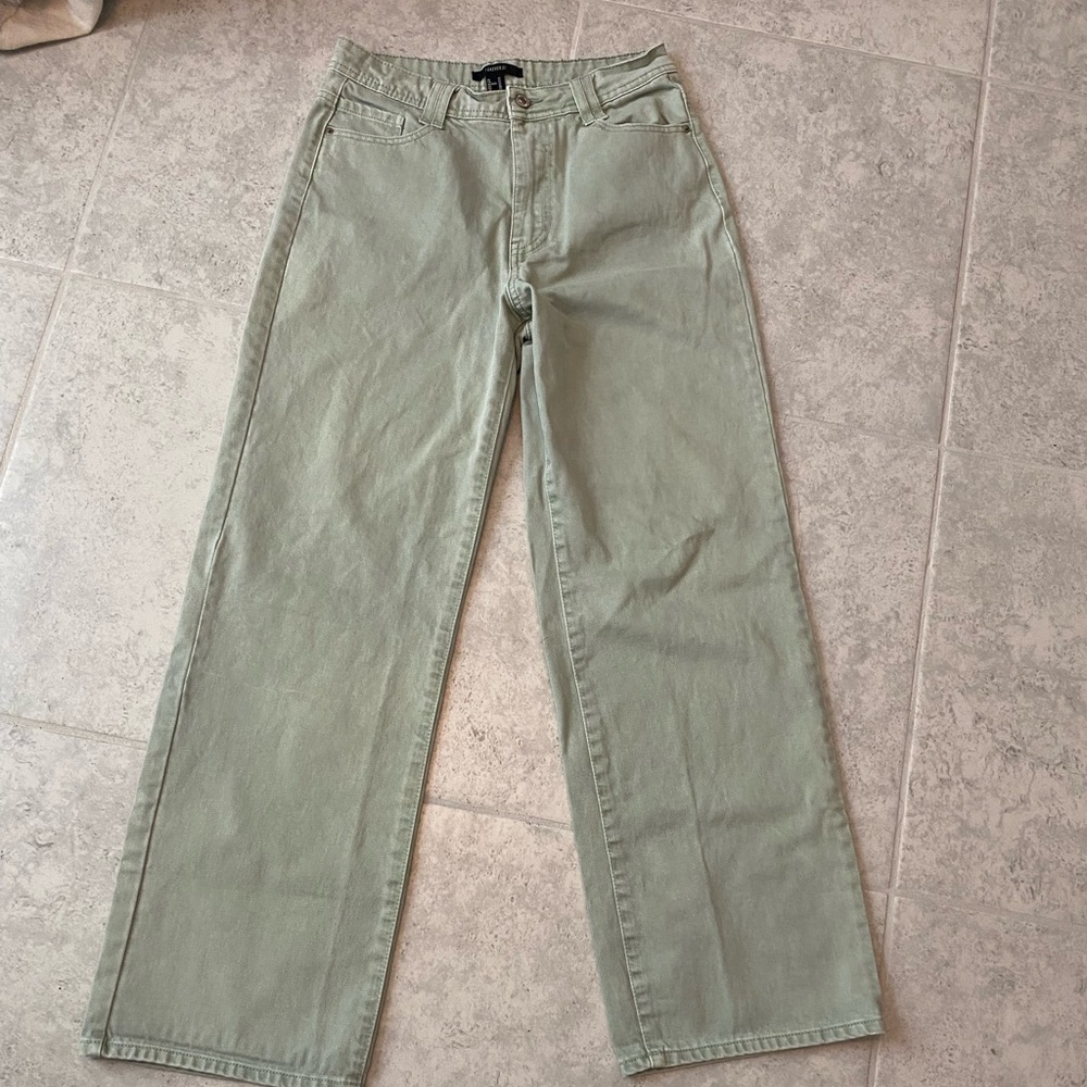 Forever 21, wide leg jeans, size 27, pale mint green